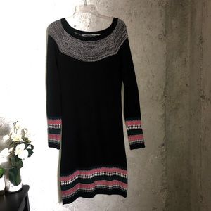 Athleta Fairisle Black Sweater Dress